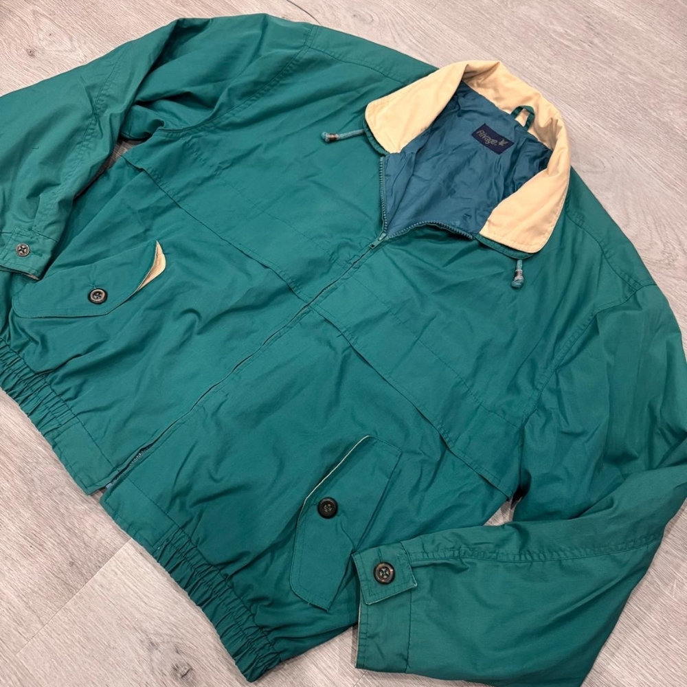 Vintage Rivage Men's Green Full Zip Casual Everyday Spring Bomber Jacket Size L - Picture 4 of 11